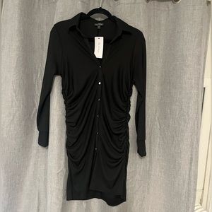 ASOS Black Ruched Long Sleeve Mini Dress